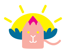 purrch character of bird in front of sun.